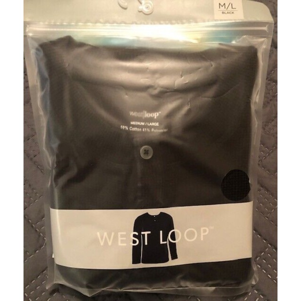 WEST LOOP Men's Lounge Shirt Thermal Black Size Medium/Large NWT